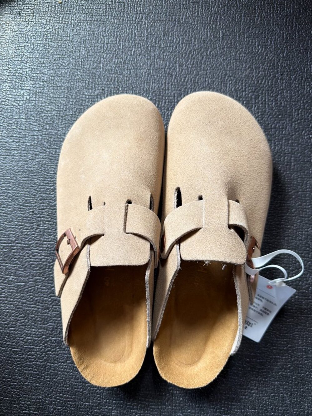 New Beige Suede Boston Style Clog Buckle Slip On Mule Size 40 25cm
